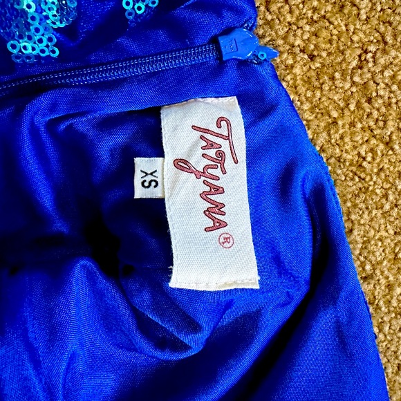 Tatyana Evening Dress - Blue Velvet and Sequined - Picture 3 of 5